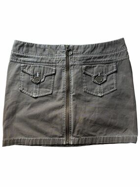 Nevada Cargo Mini Skirt Brown Utility Zip Front Y2K Pocket Skirt Streetwear
